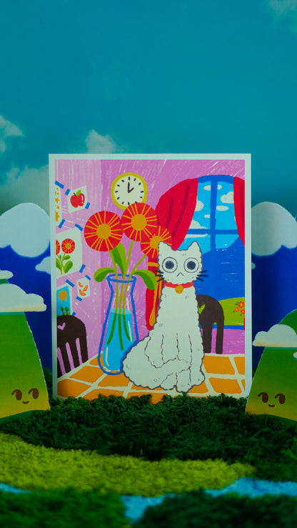White Cat 8x11 Print